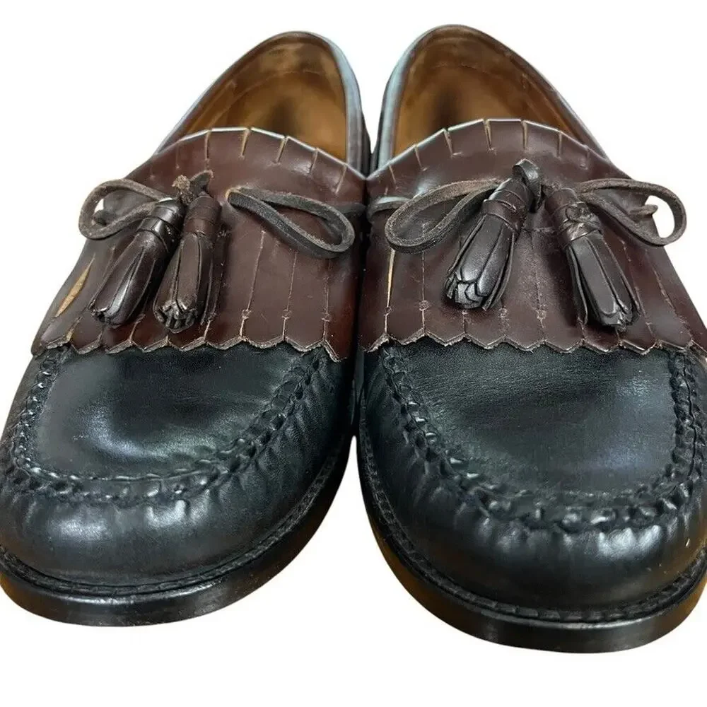 Johnston & Murphy Kiltie Tassle Loafers Black Brown Slip On Mens Shoes 9.5 N
